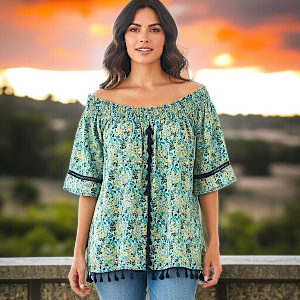 Skyes The Limit Peasant Top Sz M Babydoll Floral Fairy Hippie Cottage Romantic
